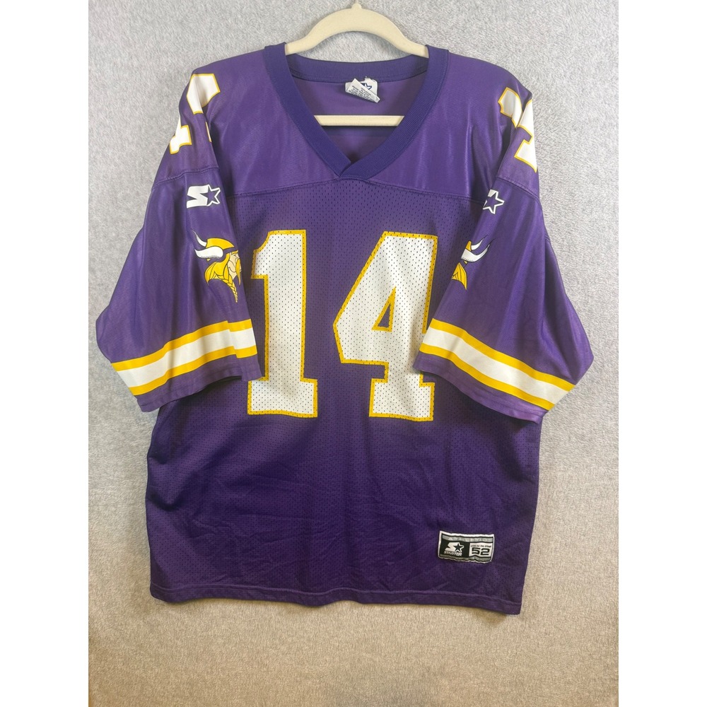 Vintage Starter Minnesota Vikings Brad Johnson 14 Jersey Mens XL Purple 90s NFL